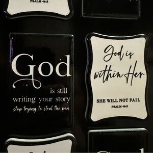 Faithful Black & White Inspirational Magnet Set of 2 Psalm 46:5 & more NWT